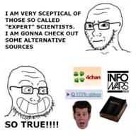 4chan alex_jones bible calarts christianity clenched_teeth closed_mouth concerned frown glasses grin info_wars quran science smile so_true soyjak stubble text variant:soyak // 1001x999 // 452.1KB