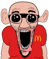 brown_skin ear fat glasses lips mcdonalds oh_my_god_she_is_so_attractive open_mouth soyjak stretched_mouth stubble subvariant:el_perro_loco variant:el_perro_rabioso // 788x941 // 126.3KB