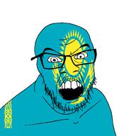 country flag flag:kazakhstan glasses kazakhstan open_mouth soyjak stubble sun teeth variant:feraljak // 1500x1500 // 50.5KB