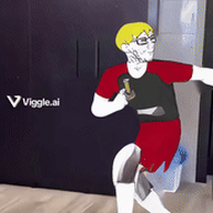 dance glasses irl meta:ai_generated nate natejak smug soyjak stubble tiktok variant:soyak viggle viggle_ai yellow_hair // 173x320 // 5.0MB