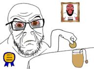 angry award badge beard biscuit coffee cup food glass glasses hate i_hate mug poor red_skin sad soyjak subvariant:science_lover table tea tired variant:feraljak variant:markiplier_soyjak // 1200x883 // 457.4KB