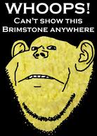brimstone ear frown looking_at_you soyjak stubble text variant:impish_soyak_ears yellow_skin // 598x831 // 450.5KB