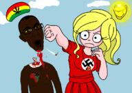 2soyjaks black_skin blunt brown_eyes chud clothes coco_(ongezellig) ear glasses hair meta:tagme mustache ongezellig open_mouth punch redraw sonnenrad soyjak stubble variant:impish_soyak_ears variant:unknown white_skin yellow_hair yellow_sclera // 1138x807 // 226.5KB