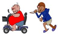 2soyjaks angry beard blood brown_skin chase euromutt european european_union evil flag flag:european_union full_body glasses half_open_mouth knife mobility_scooter murder mutt red_eyes running scared scooter shitskin side_profile star_(symbol) subvariant:euromutt subvariant:impish_amerimutt subvariant:sideplier sweater sweating variant:impish_soyak_ears variant:markiplier_soyjak // 1049x656 // 260.8KB