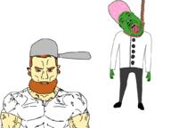 ack arm beard big_brain black_shoes bloodshot_eyes buff closed_mouth clothes crazy_dave dr_zomboss ear full_body grey_pants hair hand leg open_mouth orange_beard orange_hair plants_vs_zombies pot rope subvariant:muscular_chud suicide tranny variant:bernd variant:chudjak white_shirt white_suit // 1024x768 // 198.2KB