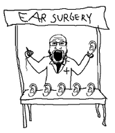 arm arms_up clothes doctor dr_sprokeberg ear ear_surgery forehead_lines glasses hand holding_object looking_at_you needle no_background stand stubble text thread transparent_background upper_body variant:markiplier_soyjak wrinkles // 623x722 // 25.1KB