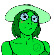 blush clothes female femjak glasses green_hair green_skin hat meta:namefags meta:soycheckmark_lost soycheckmark_(user) subvariant:female_cobson variant:cobson woman // 537x542 // 30.5KB