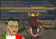 210 2soyjaks arm augustan_history black_skin brown_skin clothes ear ethiope ethiopia flag flag:italy glasses hadrian's_wall italy king minecraft north_africa roman_empire rome scared septimus_severus smile soyjak stubble subvariant:soyak_(concerned) sweating text tshirt variant:cobson variant:soyak wikipedia yellow_sclera // 1280x880 // 408.6KB