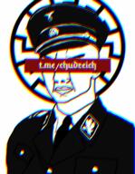 animated chud closed_mouth clothes ear glasses hat heinrich_himmler nazi_germany nazism necktie soyjak swastika telegram text uniform variant:chudjak // 496x640 // 6.2MB