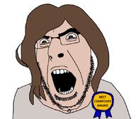 angry castlevania cobby composer female glasses hair james_banana kinuyo_yamashita lawnmower_man_soy long_hair looking_to_the_left mega_man necklace open_mouth soyjak stubble teeth the_lawnmower_man thick_eyebrows variant:cobson woman // 1060x924 // 37.4KB