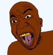 black_skin brown_eyes ear open_mouth soyjak stubble transparent_background variant:thiefjak yellow_teeth // 888x916 // 27.1KB