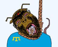 antenna astrofene_(namefag) bindi bloodshot_eyes brown_skin brown_teeth cockroach crimea crimean_tatar crimeanchud_(namefag) dark_skin flag:crimean_tatar glasses hanging looking_at_you meta:namefags nigger noose pajeet pig poop rat roach roachnigger rope shitskin soyjak stubble suicide tail transparent_background unibrow variant:bernd // 890x719 // 29.2KB
