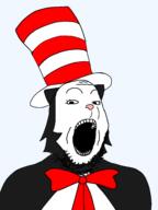 animal bezboltenko bowtie cat clothes dr_seuss hat mike_myers movie niggacommunist open_mouth soyjak the_cat_in_the_hat transparent_background variant:gapejak // 1200x1600 // 91.2KB