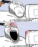 2soyjaks closed_mouth computer glasses gun open_mouth stubble suicide variant:markiplier_soyjak2 // 800x1000 // 134.0KB
