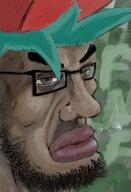 big_lips blue_hair brap brown_skin cap clothes fnf fnf_pedo glasses hat looking_at_you nigger pedophile smell stubble subvariant:chudplier variant:markiplier_soyjak // 1082x1588 // 1.9MB
