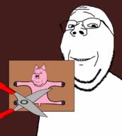 2soyjaks animal animated blood castration gore meta:pornographic_content meta:tagme nsfl nsfw pig pink_skin subvariant:massjak subvariant:wholesome_soyjak variant:gapejak // 696x775 // 42.5KB