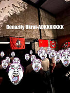ack antifa bloodshot_eyes communism crying glasses hair hammer_and_sickle looking_up multiple_soyjaks nazism open_mouth purple_hair russia russo_ukrainian_war saint_george_and_the_dragon soyjak stubble tongue tranny ukraine variant:bernd yellow_teeth // 960x1280 // 613.8KB