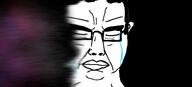 black_background closed_eyes closed_mouth crying ear glasses hair sad subvariant:chudjak_front variant:chudjak // 2000x910 // 373.2KB