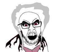 angry anime gear_4 glasses meta:tagme one_piece open_mouth red_eyes smoke soyjak stubble variant:feraljak // 953x843 // 72.2KB