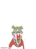 4chan animated anime approaching blood bloodshot_eyes clenched_teeth clothes cracked_teeth ear glasses green_hair hair japanese_text mustache nosebleed open_mouth poyopoyo seething soyjak stubble subvariant:feralrage text variant:feraljak vein yotsoyba zoomzoom // 298x400 // 975.0KB