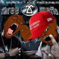 3_soyjaks album_cover baseball_cap brown_skin clothes gang gang_signs hat irl_background kangz maga_hat most_known_unknown music musician nigger niggers rap rapper rappers three_six_mafia thrembo variant:gapejak variant:isaac variant:markiplier_soyjak2 watch yellow_eyes // 499x497 // 47.1KB