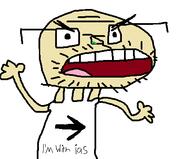 angry arm arrow glasses hand ias open_mouth sleeveless_shirt soyjak stubble text variant:unknown white_skin // 449x371 // 13.0KB