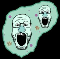 2soyjaks cell glasses green open_mouth science soyjak stubble variant:markiplier_soyjak // 760x753 // 66.8KB