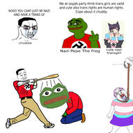 amphibian anime artist:sectionalism baseball baseball_bat belt clothes crying decapitation execution frog furry glasses hair hanging holding_baseball_bat holding_object kneeling label lips middle_finger nas:pepe nazism new_balance pepe_the_frog rope schutzstaffel severed_head skirt stubble subvariant:wholesome_soyjak tranny variant:bernd variant:chudjak variant:gapejak // 3464x3464 // 1.1MB