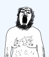 arm beard body_hair full_body glasses hair mustache nipple open_mouth shirtless soyjak template transparent_background variant:ignatius // 656x748 // 17.0KB