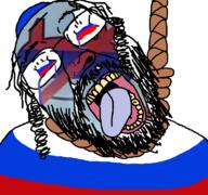 beard clothes country crying flag glasses hair hanging hat irl judaism kippah large_nose mustache open_mouth pig rope russia soyjak stubble tongue variant:bernd // 768x719 // 148.8KB