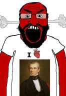 angry balding beard clothes glasses hair heart i_love james_knox_polk open_mouth red_skin soyjak subvariant:science_lover tshirt variant:markiplier_soyjak // 2819x4096 // 835.8KB