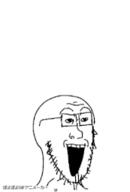 animated approaching glasses japanese_text open_mouth poyopoyo redraw soyjak stubble text variant:soyak zoomzoom // 173x255 // 285.7KB
