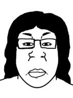 closed_mouth glasses hair lips long_hair neutral series:fusionjaks subvariant:chudplier subvariant:female_chudplier template variant:chudjak variant:markiplier_soyjak // 600x800 // 10.9KB