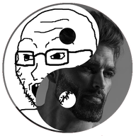 gigachad glasses nas:gigachad open_mouth soyjak stubble variant:soyak yin_yang // 526x521 // 132.3KB