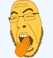 closed_eyes emoticon glasses hand open_mouth series:soymoji soyjak stubble tired variant:cobson yawn yellow yellow_skin // 721x789 // 29.1KB