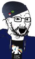acne beanie black_shirt button clothes glasses hat hoodie my_little_pony open_mouth pokemon soyjak stubble the_legend_of_zelda variant:soyak // 556x926 // 417.6KB