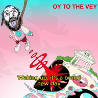 41 ack album_cover beard building clothes crying full_body glasses graduation hanging hat jewish_nose judaism kike kippah lyrics mouth_open music oy_vey red_eyes rope shoe song soyjak teeth tongue tranny transgender_flag variant:bernd video // 1080x1080, 127.1s // 21.8MB