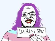 evil faggot flag flag:transgender_pride_flag flag_shirt grin hand happy moustache nail_polish nails paper purple_hair red_lips redraw retard rotten_teeth smile subhuman text tranny transgender_flag variant:skajyosjak white_skin // 1114x835 // 27.2KB