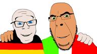 2soyjaks blue_eyes flag flag:germany flag:italy friendship germany glasses green_eyes hand italy no_more_brother_wars stubble variant:cobson variant:feraljak // 1920x1080 // 227.1KB