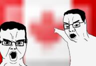 2soyjaks arm canada chud ear flag flag:canada glasses hair hand id int_(4chan) merge open_mouth pointing soyjak subvariant:chudjak_front variant:chudjak variant:two_pointing_soyjaks // 720x496 // 164.4KB