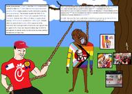 3soyjaks arm award bloodshot_eyes buff chick-fil-a christianity closed_mouth clothes crying drawn_background ear faggot fast_food flag:christianity flag:lgbt_pride_flag full_body glasses grass hand hanging hat holding_object holding_rope irl kentucky_fried_chicken kfc leg lynching noose open_mouth outdoors rope smile smug soyjak stubble subvariant:wholesome_soyjak sun template tongue tree variant:bernd variant:chudjak variant:gapejak yellow yellow_skin yellow_teeth // 2048x1462 // 1.2MB