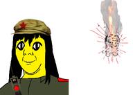 2soyjaks blood cap clothes communism explosion fire hair hat large_eyes smile smoke soyjak subvariant:commiepedotroon variant:chudjak variant:kuzjak yellow_skin // 457x326 // 55.8KB