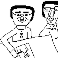 2soyjaks animated arm closed_mouth drawing glasses hair hand heart holding_object i_love redraw smile son soyjak subvariant:chudjak_front variant:chudjak // 159x139 // 4.1KB
