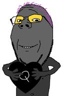 arm bbc glasses grey_skin hair hand heart holding_heart holding_object lolkek nipple purple_hair queen_of_spades smile soot_colors soyjak stubble subvariant:wholesome_soyjak variant:gapejak // 676x1021 // 31.0KB