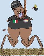 ack ascence_(user) bloodshot_eyes brown_skin cap clothes cockroach flag:italy flag:progress_pride_flag flag:quebec flag:quebec_pride hat jartyfly larva meta:namefags rope series:in_loving_memory_of_namefags subvariant:chudplier variant:chudjak variant:markiplier_soyjak // 552x703 // 56.9KB