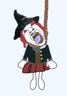 anime bloodshot_eyes clothes crying danganronpa_(series) hanging hat open_mouth red_hair variant:bernd video_game visual_novel yumeno_himiko // 1400x2000 // 436.9KB