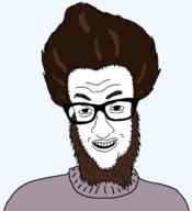 beard brown_hair clothes glasses hair smile soyjak variant:jimmy_numale // 1296x1425 // 70.8KB