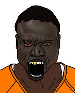 angry basketball_american black black_man black_skin bloodshot_eyes melinated open_mouth prisoner put_stubble_and_glasses soyjak teeth tyrone variant:quanjak // 912x1140 // 620.5KB