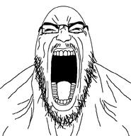 angry beard gigachad glasses muscular_male open_mouth rage template variant:soyscream yelling // 766x795 // 29.2KB