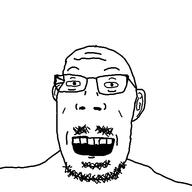 beard ear eyebrows happy moustache mouth nose open_mouth smile soying stubble subvariant:gapemark variant:gapejak variant:markiplier_soyjak // 560x560 // 16.8KB